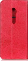 OPPO Reno 2 Hoesje - Mobigear - Cowboy Serie - Kunstlederen Bookcase - Rood - Hoesje Geschikt Voor OPPO Reno 2