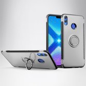 Honor 8X Hoesje - Mobigear - Armor Ring Serie - Hard Kunststof Backcover - Zilver - Hoesje Geschikt Voor Honor 8X
