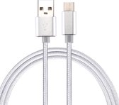 Mobigear Nylon USB-A naar USB-C Kabel 1 Meter - Zilver