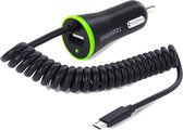 Haweel Single USB Autolader Micro USB 1 Meter 2.1A - Zwart