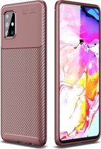 Samsung Galaxy A71 Hoesje - Mobigear - Racing Serie - TPU Backcover - Bruin - Hoesje Geschikt Voor Samsung Galaxy A71