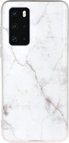 Mobigear Hoesje geschikt voor Huawei P40 Telefoonhoesje Flexibel TPU | Mobigear Marble Backcover | P40 Case | Back Cover - Wit