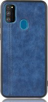 Samsung Galaxy M21 Hoesje - Mobigear - Stitch Serie - Kunstlederen Backcover - Blauw - Hoesje Geschikt Voor Samsung Galaxy M21