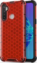 Mobigear Hoesje geschikt voor Realme C3 Telefoonhoesje Hardcase | Mobigear Honeycomb Backcover Shockproof | Schokbestendig C3 Telefoonhoesje | Anti Shock Proof - Rood