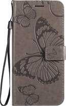 OnePlus 8 Hoesje - Mobigear - Butterfly Serie - Kunstlederen Bookcase - Grijs - Hoesje Geschikt Voor OnePlus 8