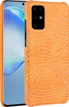 Samsung Galaxy S20 Plus Hoesje - Mobigear - Croco Serie - Hard Kunststof Backcover - Oranje - Hoesje Geschikt Voor Samsung Galaxy S20 Plus