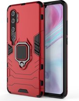 Xiaomi Mi Note 10 Hoesje - Mobigear - Armor Ring Serie - Hard Kunststof Backcover - Rood - Hoesje Geschikt Voor Xiaomi Mi Note 10