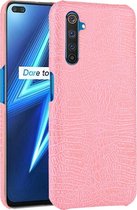 Realme X50 Pro Hoesje - Mobigear - Croco Serie - Hard Kunststof Backcover - Roze - Hoesje Geschikt Voor Realme X50 Pro