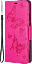 Huawei P40 Pro Hoesje - Mobigear - Butterfly Serie - Kunstlederen Bookcase - Magenta - Hoesje Geschikt Voor Huawei P40 Pro