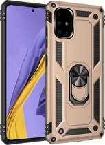 Mobigear Armor Ring Backcover Hoesje - Geschikt voor Samsung Galaxy A51 - Gsm case - Goud