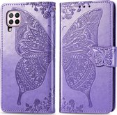 Huawei P40 Lite Hoesje - Mobigear - Butterfly Serie - Kunstlederen Bookcase - Paars - Hoesje Geschikt Voor Huawei P40 Lite