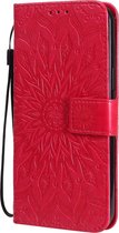 Apple iPhone 12 Pro Max Hoesje - Mobigear - Mandala Serie - Kunstlederen Bookcase - Rood - Hoesje Geschikt Voor Apple iPhone 12 Pro Max