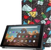 Amazon Fire HD 10 (2017 - 2019) Hoes - Mobigear - Tri-Fold Serie - Kunstlederen Bookcase - Mozaïek - Hoes Geschikt Voor Amazon Fire HD 10 (2017 - 2019)