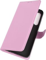 Mobigear Telefoonhoesje geschikt voor HTC Desire 20 Pro Hoesje | Mobigear Classic Bookcase Portemonnee | Pasjeshouder voor 3 Pasjes | Telefoonhoesje voor Pinpas / OV Kaart / Rijbewijs - Roze