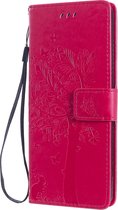 Sony Xperia 10 II Hoesje - Mobigear - Tree Serie - Kunstlederen Bookcase - Magenta - Hoesje Geschikt Voor Sony Xperia 10 II