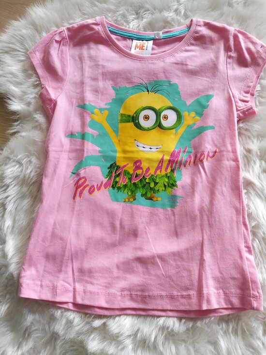 T-shirt Minions - Maat 128 - Roze
