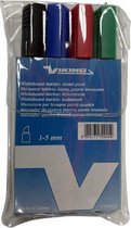 Viking Whiteboard Stiften 1-5mm - 4 Pack - Kleuren mix - Fijne punt - Whiteboard marker dunne punt
