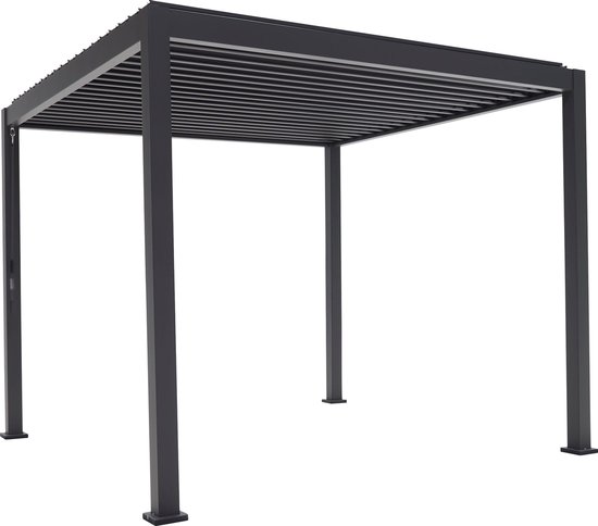 SORARA Mirador - Basic Moderne terrasoverkapping - Zwart Paviljoen - 3x3 m - Aluminium/Staal - Vrijstaande zonwering en tuin overkapping met kantelbare lamellen - Weerbestendig