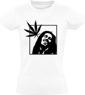 Bob Marley wietblad Dames t-shirt | thc | blowen | jamaica | reggea | Wit