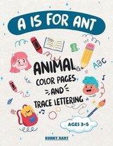 A Is for Ant: Animal Color Pages and Trace Lettering Ages 3-5