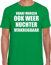 Feest t-shirt - morgen nuchter verkrijgbaar - groen - heren - Party outfit / kleding / shirt M