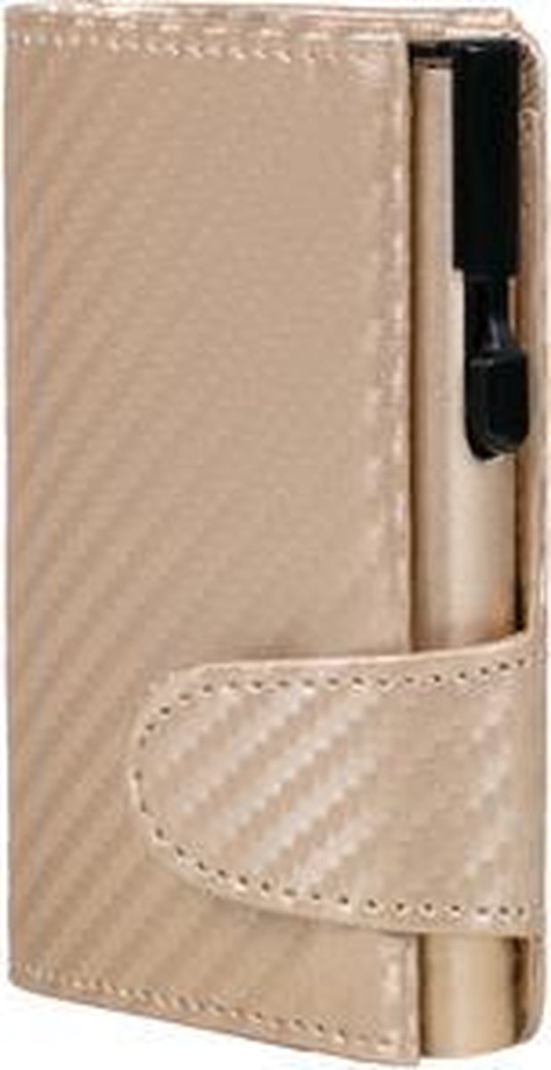 Clicksafe pasjeshouder - RFID - 8 pasjes - kunstleer/aluminium - carbon champagne - JU-963407