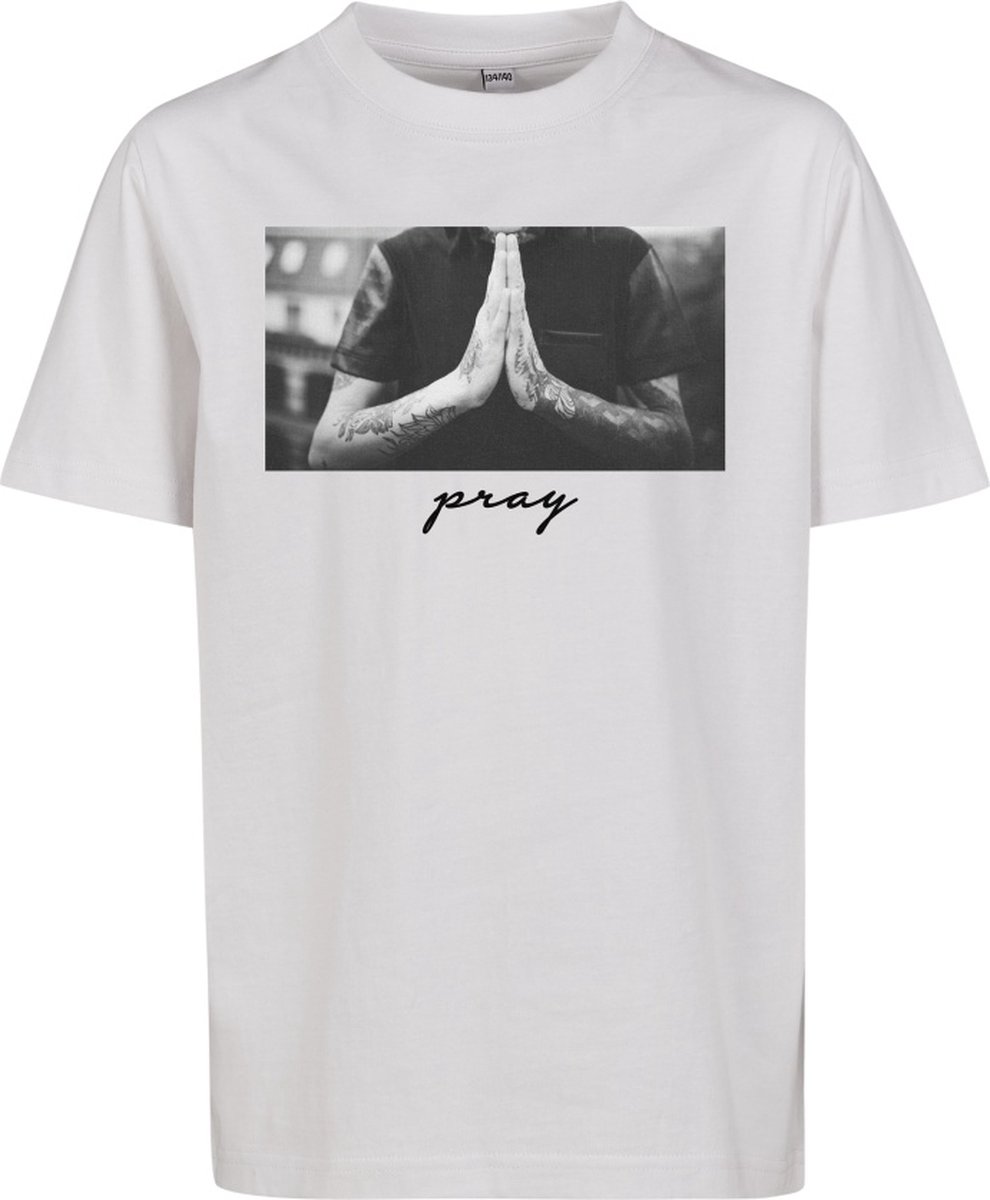 Mister Tee Pray Kinder T-shirt Kids 146/152 Wit
