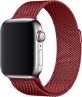 Case2go - Bandje geschikt voor Apple Watch 42 / 44 mm - Milanees Bandje met magneetsluiting - Horlogeband - RVS - Donker Rood