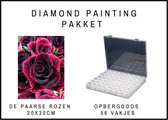 Diamond Painting pakket - Starters pakket - Gift - Cadeau - Hobby - Stil leven - Opbergdoos - Sorteerdoos - Diamond Painting sorteerdoos - Opbergbox - Assortimentsdoos - De paarse rozen