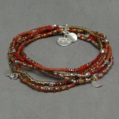 Biba armband zomerse set  zilverkleurig rood maat 18 - Sieraden sjoppie