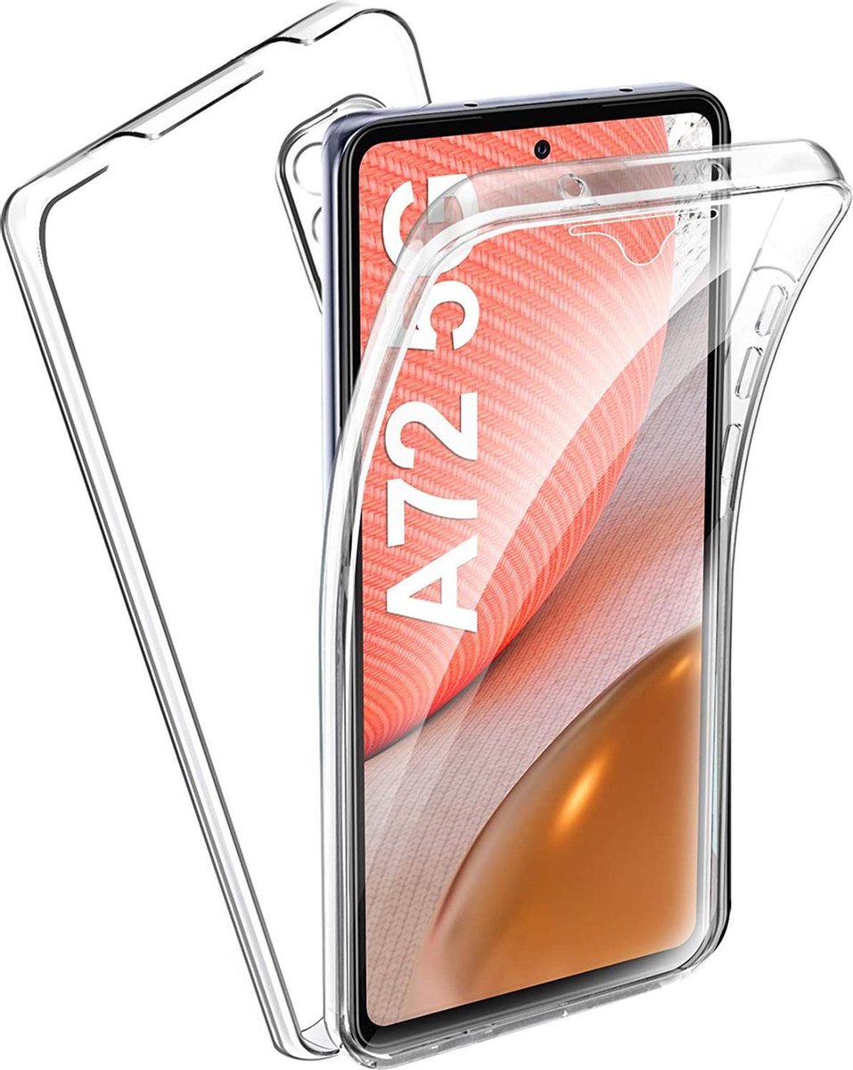 Hoesje geschikt voor Samsung Galaxy A72 - 360 Siliconen Case Transparant en Screenprotector