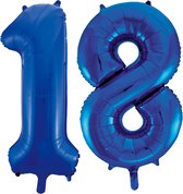 Blauwe folie ballonnen cijfer 18.