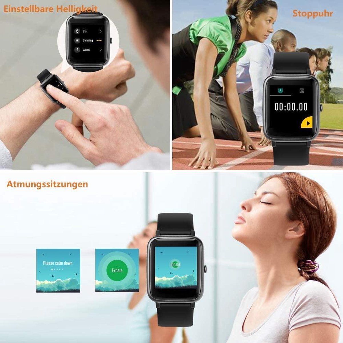 Yamay Fitness Smartwatch Waterdicht Zwart bol
