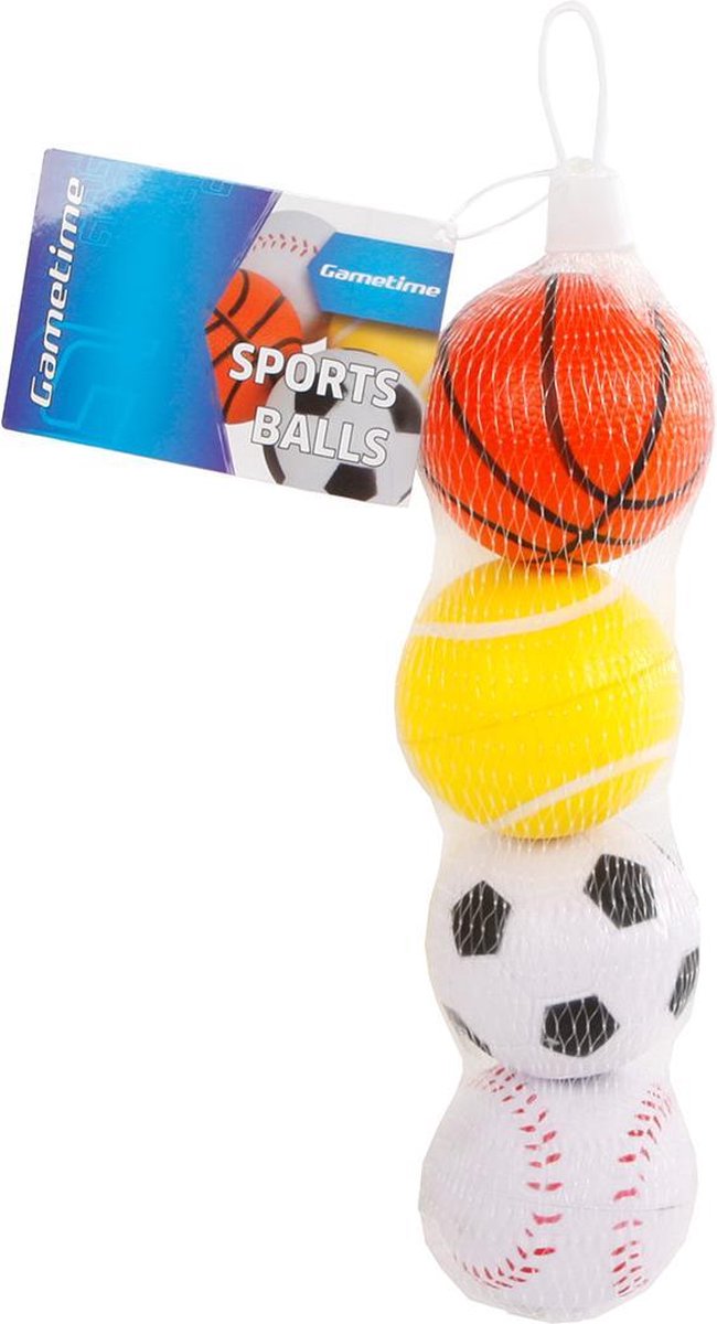 Gametime Stressballen Sport 6 Cm Schuim 4 Stuks