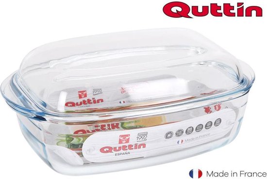 Taalkunde nogmaals hartstochtelijk Quttin Glazen ovenschaal met deksel - inhoud 4,5L, hoogwaardig  borosilicaatglas,... | bol.com