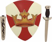 houtendolk met schede en Ridderschild kroon kinderzwaard ridderzwaard schild ridder dolk
