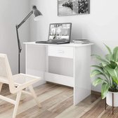 Gutos bureau – kantoortafel – computertafel – werktafel – compact – wit - hoogglans – MDF – 100x50x76 cm – compacte bureautafel – voor volwassenen – computer – met lade - laden