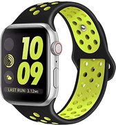 Siliconen Apple Watch Bandje Sport Zwart Geel | Geschikt voor alle type Apple Watch van 38MM & 40MM