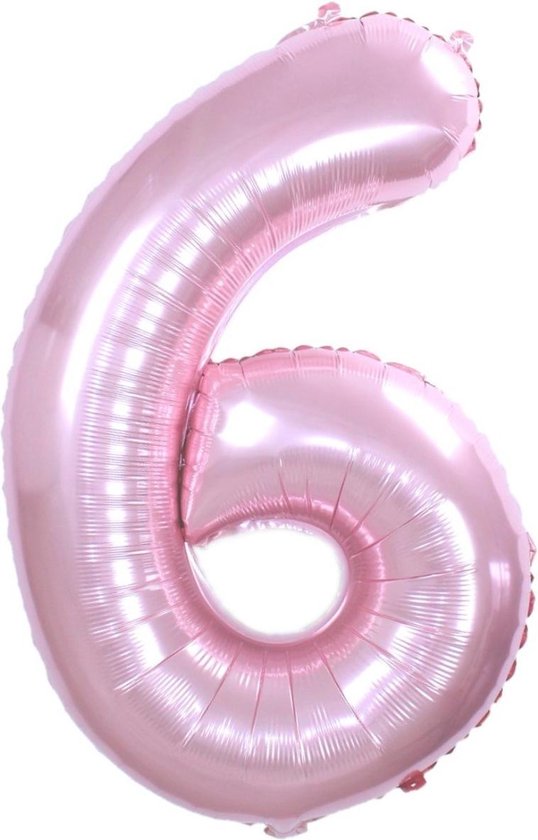 Ballon Cijfer 6 Jaar Roze Verjaardag Versiering Cijfer Helium Ballonnen Roze Feest Versiering 86 Cm Met Rietje