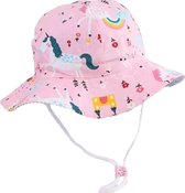 Zonnehoedje kind roze Zeepaardjes regenboog - Peuter meisje 2-6 jaar - 100 % Katoen zomer hoed- Licht en vouwbaar| Vakantie| Strand| Pretpark| Zwembad| Camping