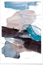 JUNIQE - Poster Blauw en Grijs - abstract -20x30 /Blauw & Grijs