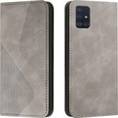 Voor Samsung Galaxy A51 5G Huid Voel Magnetisch S-type Effen Kleur Horizontale Flip Lederen Case met Houder & Kaartsleuf & Portemonnee (Grijs)