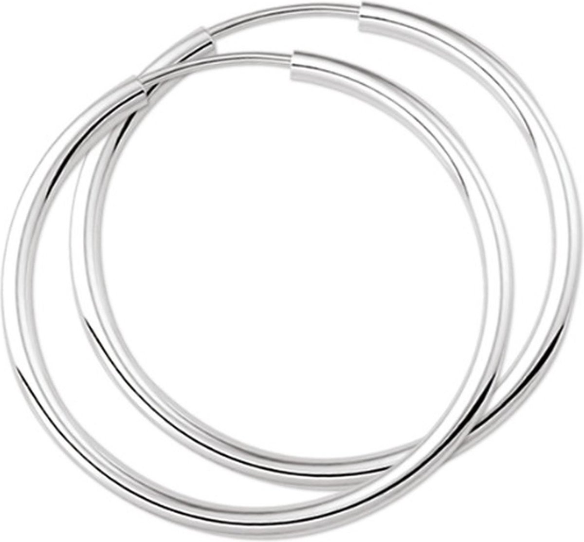 YO&NO - Oorbellen - Zilver - Oorringen -  Ronde buis - 1.5mm - 45mm - Sieraden vrouw - Gerhodineerd - 925 Zilver