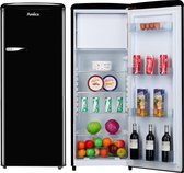 Amica Retro koelkast met vriesvak 4**** AR5222N - Zwart Hoogglans - H 144 cm