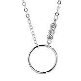 Ketting-zilver-cirkel-steentjes- 42 cm-Charme Bijoux