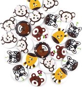 Houten knopen - Jungle print - Mix van 10 stuks - 20 mm
