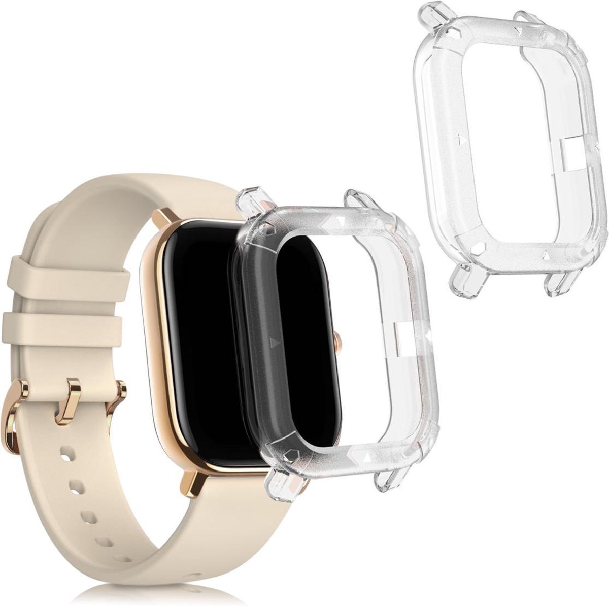 kwmobile 2x Hoes voor geschikt voor Huami Amazfit GTS - Siliconenhoes voor sporthorloge transparant