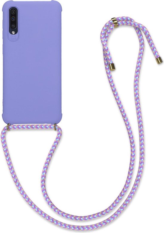 kwmobile telefoonhoesjegeschikt voor Samsung Galaxy A50 - Hoesje van siliconen met telefoonkoord - In lavendel