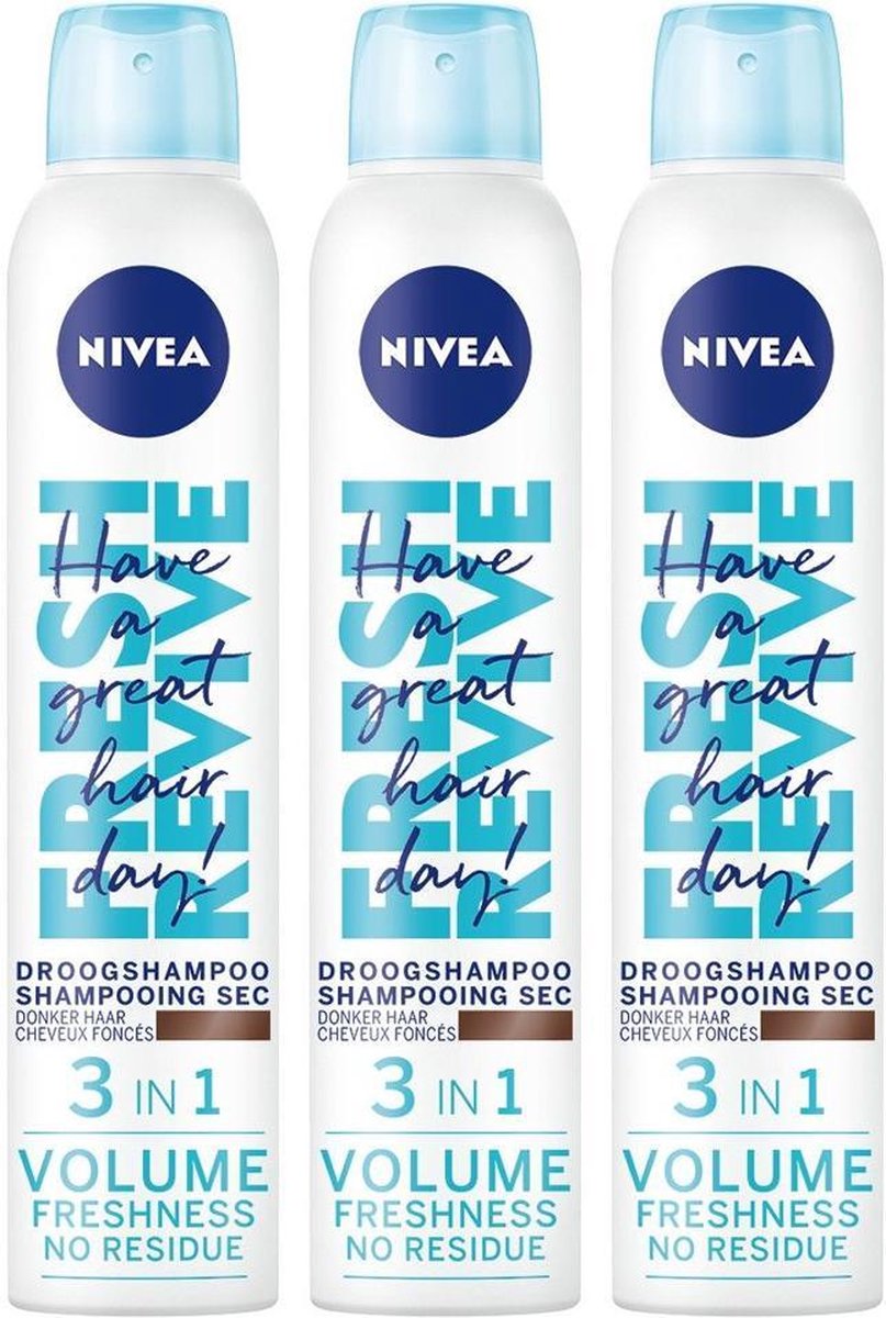 Nivea Fresh Revive Droogshampoo Donker Haar Multi Pack - 3 x 200 ml | bol