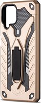 Mobigear Hoesje geschikt voor Samsung Galaxy A12 Telefoonhoesje Hardcase | Mobigear Armor Stand Backcover Shockproof met Standaard | Schokbestendig Galaxy A12 Telefoonhoesje | Anti Shock Proof - Goud